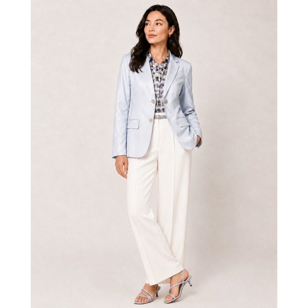 J.Crew Factory Suiting Light Blue Herringbone Two-Button Blazer 36734 Womens 4